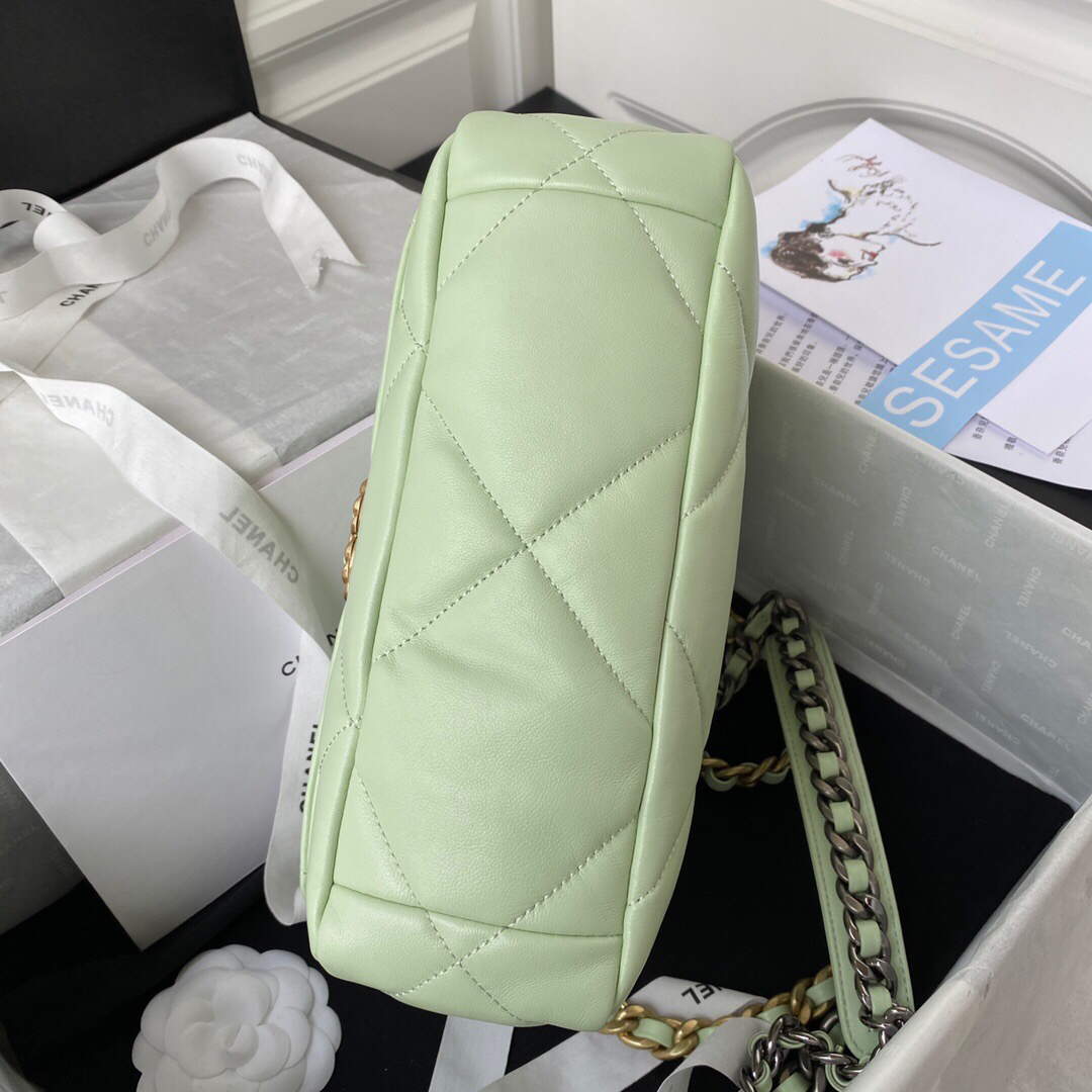 Chanel As1160 Chanel 19 Handbag Flap Lambskin B04852 94305 Green Gold - Default Title - View 7