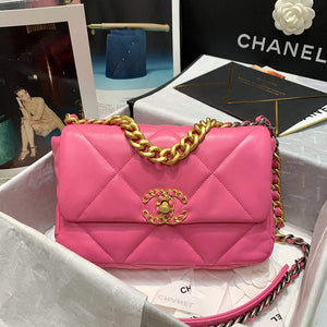Chanel As1160 Chanel 19 Handbag Flap Lambskin B04852 94305 Rose Red - Default Title - View 1