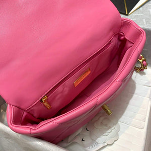 Chanel As1160 Chanel 19 Handbag Flap Lambskin B04852 94305 Rose Red - Default Title - View 3