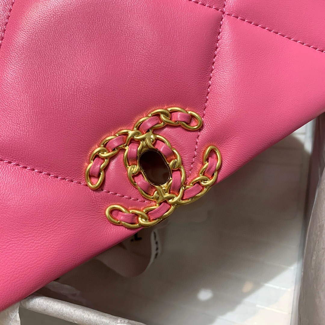 Chanel As1160 Chanel 19 Handbag Flap Lambskin B04852 94305 Rose Red - Default Title - View 8