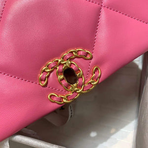 Chanel As1160 Chanel 19 Handbag Flap Lambskin B04852 94305 Rose Red - Default Title - View 8