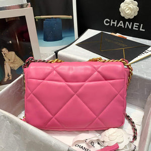 Chanel As1160 Chanel 19 Handbag Flap Lambskin B04852 94305 Rose Red - Default Title - View 9