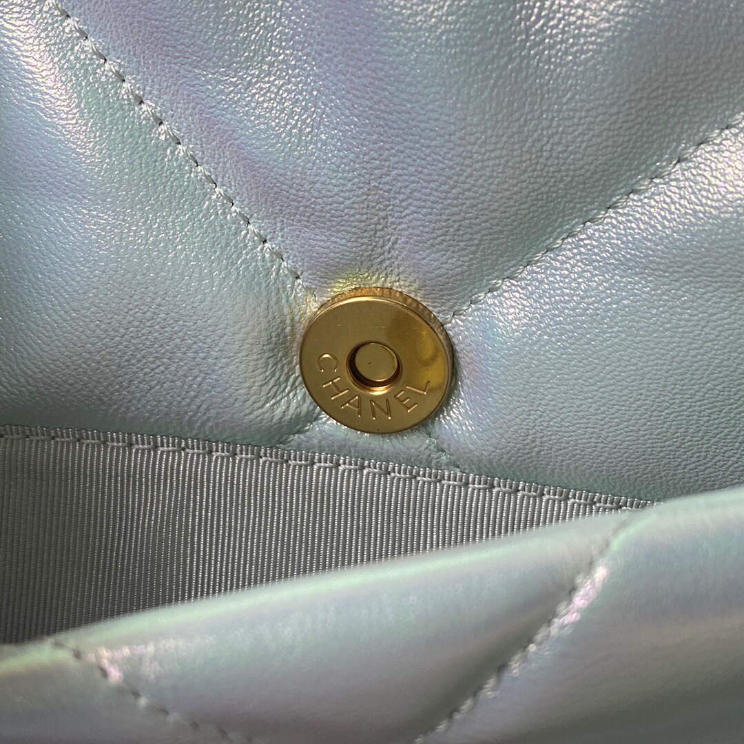 Chanel As1160 Chanel 19 Handbag Flap Lambskin B04852 94305 Light Blue Silver - Default Title - View 2