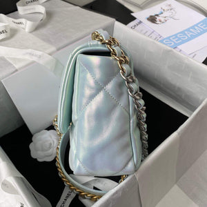 Chanel As1160 Chanel 19 Handbag Flap Lambskin B04852 94305 Light Blue Silver - Default Title - View 4