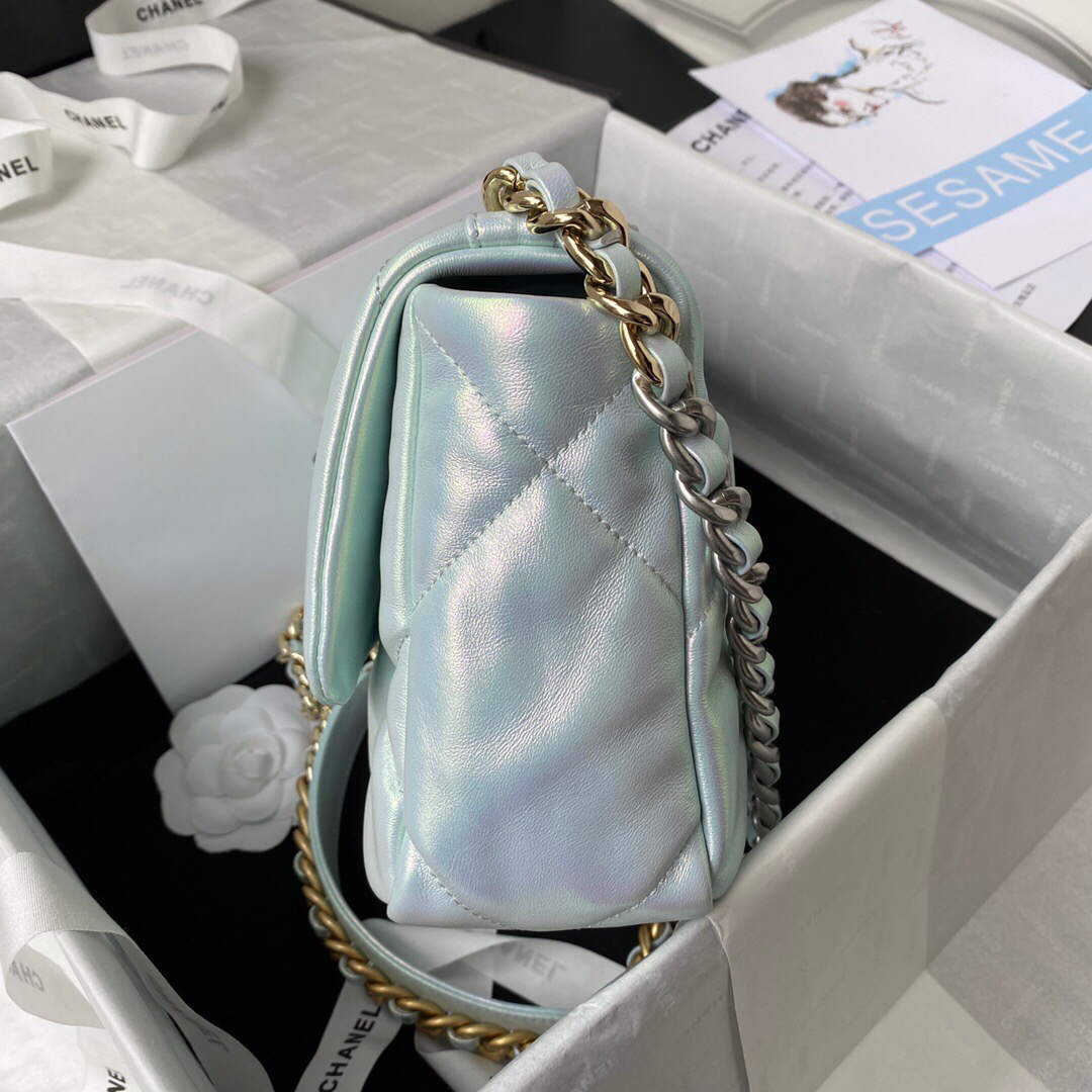 Chanel As1160 Chanel 19 Handbag Flap Lambskin B04852 94305 Light Blue Silver