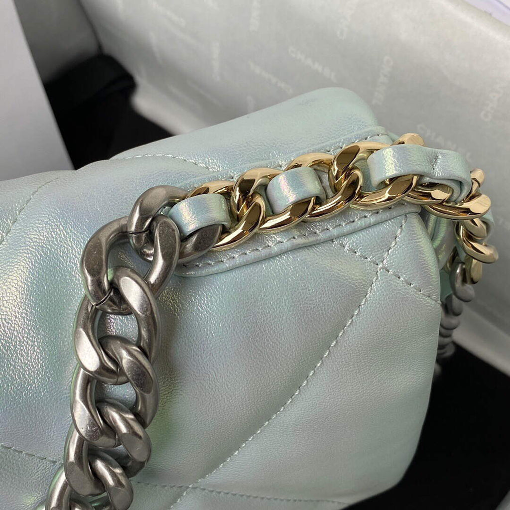 Chanel As1160 Chanel 19 Handbag Flap Lambskin B04852 94305 Light Blue Silver