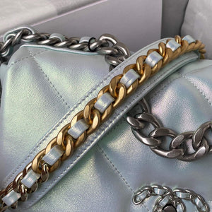 Chanel As1160 Chanel 19 Handbag Flap Lambskin B04852 94305 Light Blue Silver - Default Title - View 7