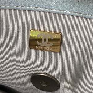 Chanel As1160 Chanel 19 Handbag Flap Lambskin B04852 94305 Light Blue Silver - Default Title - View 9
