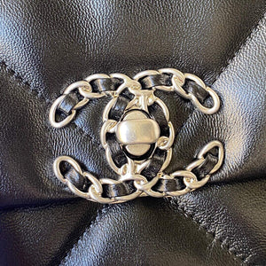 Chanel As1160 Chanel 19 Handbag Flap Lambskin B04852 94305 Black Silver - Default Title - View 3