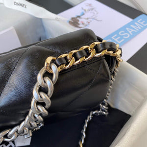 Chanel As1160 Chanel 19 Handbag Flap Lambskin B04852 94305 Black Silver - Default Title - View 4