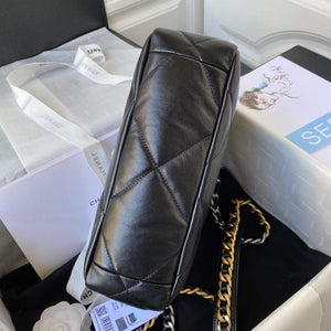 Chanel As1160 Chanel 19 Handbag Flap Lambskin B04852 94305 Black Silver - Default Title - View 6