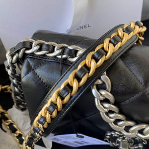 Chanel As1160 Chanel 19 Handbag Flap Lambskin B04852 94305 Black Silver - Default Title - View 7