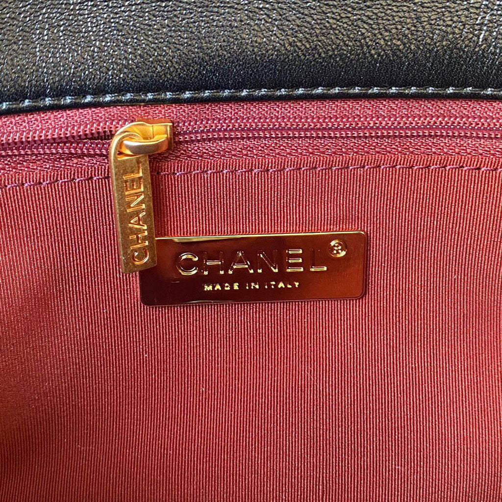 Chanel As1160 Chanel 19 Handbag Flap Lambskin B04852 94305 Black Silver