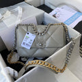 Chanel As1160 Chanel 19 Handbag Flap Lambskin B04852 94305 Grey Silver - Default Title - View 1
