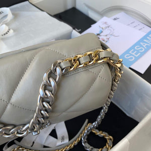 Chanel As1160 Chanel 19 Handbag Flap Lambskin B04852 94305 Grey Silver - Default Title - View 5