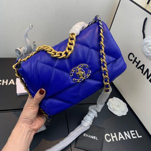 Chanel As1160 Chanel 19 Handbag Flap Lambskin Blue - Default Title - View 1