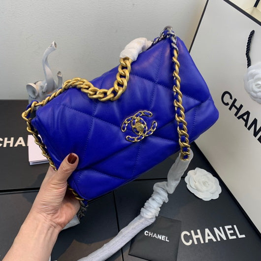 Chanel As1160 Chanel 19 Handbag Flap Lambskin Blue - Default Title - View 1