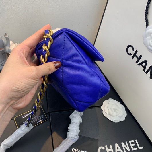 Chanel As1160 Chanel 19 Handbag Flap Lambskin Blue - Default Title - View 2
