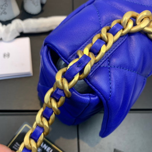 Chanel As1160 Chanel 19 Handbag Flap Lambskin Blue