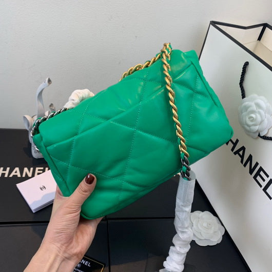 Chanel As1160 Chanel 19 Handbag Flap Lambskin Green