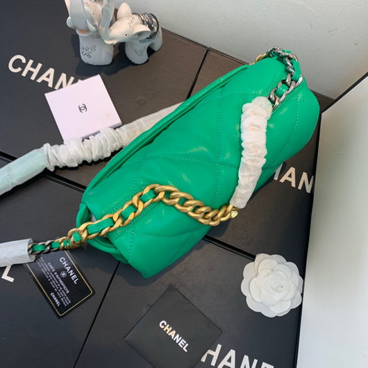 Chanel As1160 Chanel 19 Handbag Flap Lambskin Green