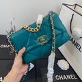 Chanel As1160 Chanel 19 Handbag Flap Lambskin Dark Green - Default Title - View 1