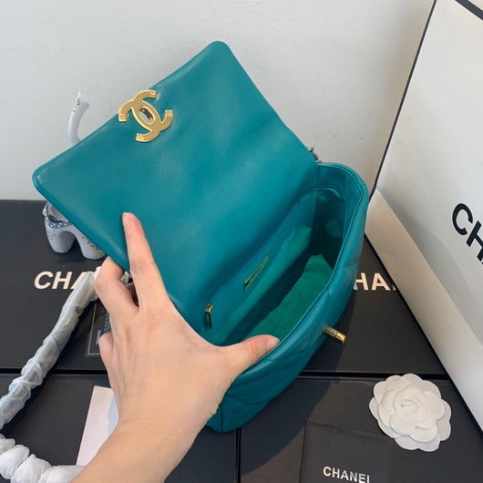 Chanel As1160 Chanel 19 Handbag Flap Lambskin Dark Green - Default Title - View 7