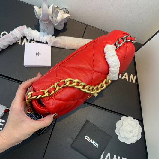 Chanel As1160 Chanel 19 Handbag Flap Lambskin Red