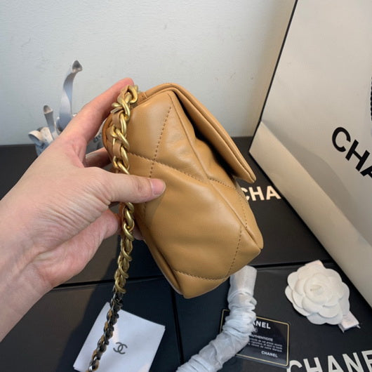 Chanel As1160 Chanel 19 Handbag Flap Lambskin Lake Tan