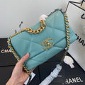Chanel As1160 Chanel 19 Handbag Flap Lambskin Azure Blue - Default Title - View 1