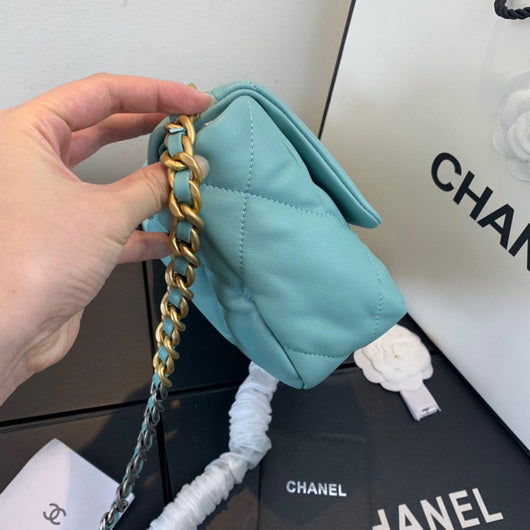 Chanel As1160 Chanel 19 Handbag Flap Lambskin Azure Blue - Default Title - View 2