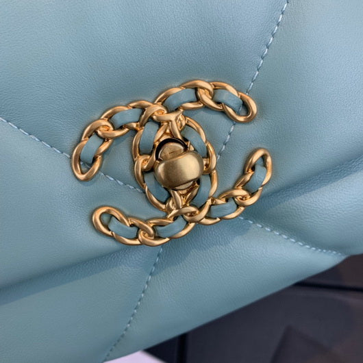 Chanel As1160 Chanel 19 Handbag Flap Lambskin Azure Blue