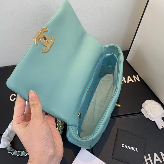 Chanel As1160 Chanel 19 Handbag Flap Lambskin Azure Blue - Default Title - View 7