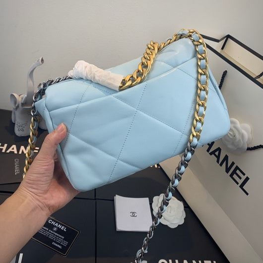 Chanel As1160 Chanel 19 Handbag Flap Lambskin Lake Light Blue - Default Title - View 3