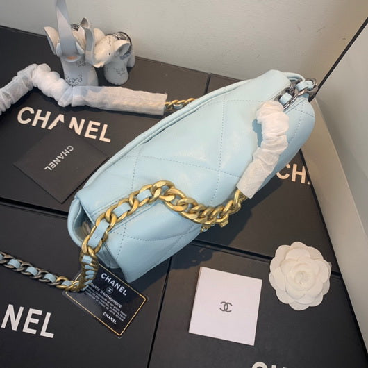 Chanel As1160 Chanel 19 Handbag Flap Lambskin Lake Light Blue - Default Title - View 4
