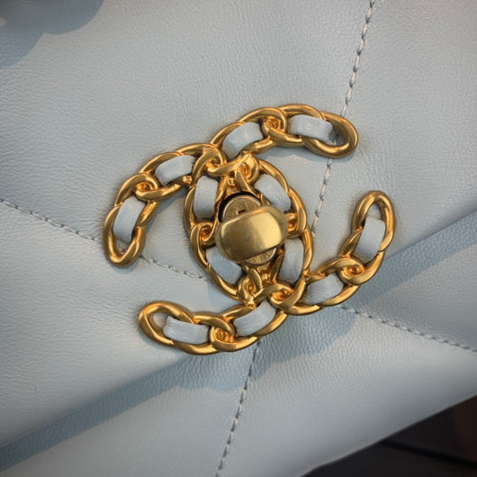 Chanel As1160 Chanel 19 Handbag Flap Lambskin Lake Light Blue