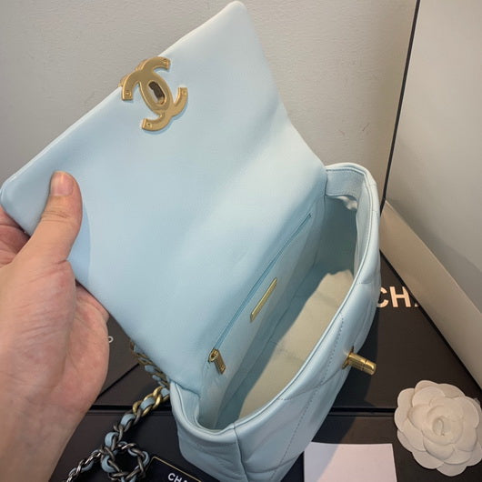 Chanel As1160 Chanel 19 Handbag Flap Lambskin Lake Light Blue - Default Title - View 7