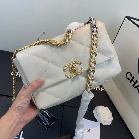 Chanel As1160 Chanel 19 Handbag Flap Lambskin Beige - Default Title - View 1
