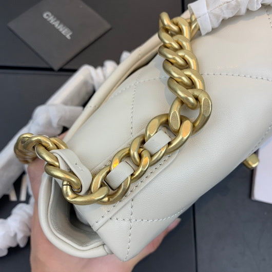 Chanel As1160 Chanel 19 Handbag Flap Lambskin Beige