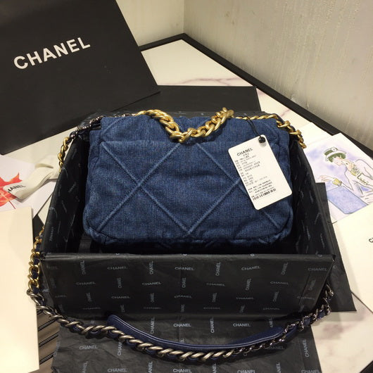 Chanel As1160 Chanel 19 Handbag Flap Shoulder Denim Blue - Default Title - View 2