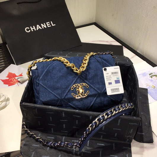 Chanel As1160 Chanel 19 Handbag Flap Shoulder Denim Blue - Default Title - View 9