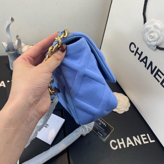 Chanel As1160 Chanel 19 Handbag Flap Shoulder Velvet Blue
