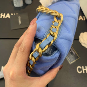 Chanel As1160 Chanel 19 Handbag Flap Shoulder Velvet Blue - Default Title - View 6