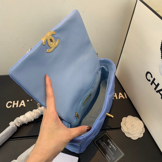 Chanel As1160 Chanel 19 Handbag Flap Shoulder Velvet Blue - Default Title - View 7