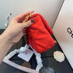 Chanel As1160 Chanel 19 Handbag Flap Shoulder Velvet Red - Default Title - View 2