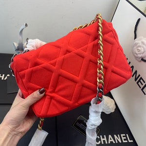Chanel As1160 Chanel 19 Handbag Flap Shoulder Velvet Red - Default Title - View 3