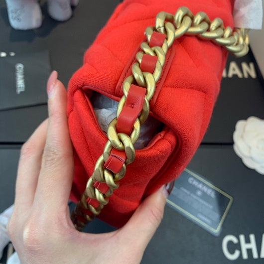 Chanel As1160 Chanel 19 Handbag Flap Shoulder Velvet Red - Default Title - View 6