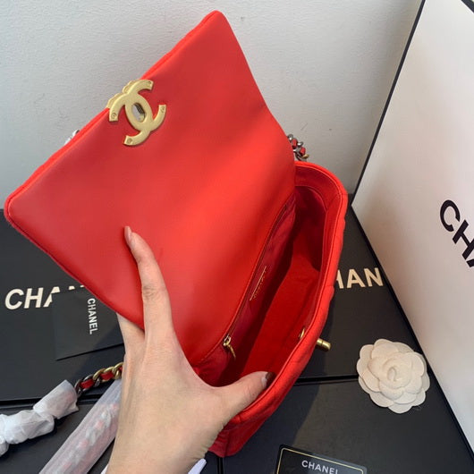Chanel As1160 Chanel 19 Handbag Flap Shoulder Velvet Red