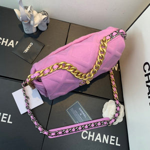 Chanel As1160 Chanel 19 Handbag Flap Shoulder Velvet Rose Red - Default Title - View 4