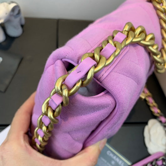 Chanel As1160 Chanel 19 Handbag Flap Shoulder Velvet Rose Red